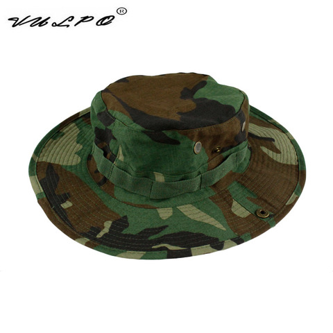 VULPO deportes al aire libre sombrero de camuflaje militar Bonnie táctica sombrero de caza de ala ancha sombrero para el sol al aire libre Camping tapa ► Foto 1/6