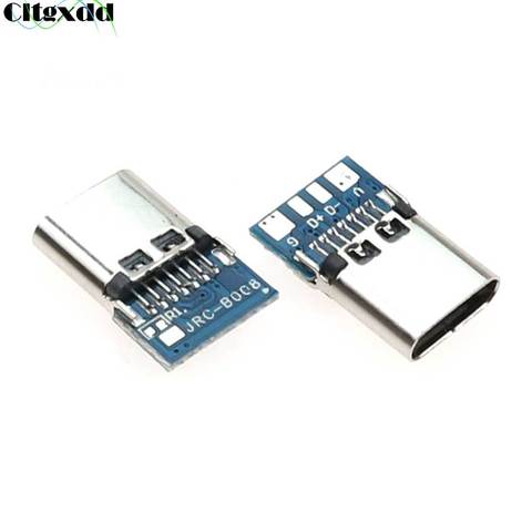 Cltgxdd-conector USB 3,1 tipo C, conector hembra de 14 pines con agujeros, escudo Vertical PCB 180, 2 ~ 10 Uds. ► Foto 1/6