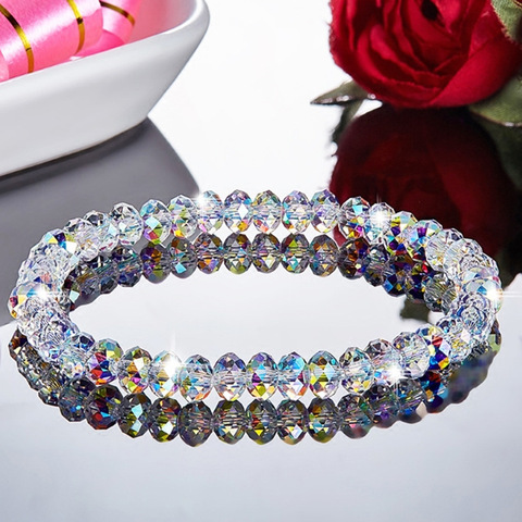 Pulsera con cuentas de cristal AB coloridas para mujer, moda, pulseras hechas a mano y brazaletes, dijes, joyería ► Foto 1/6