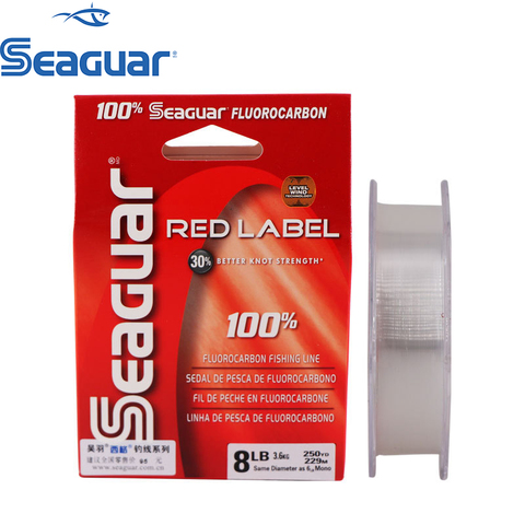 Seaguar etiqueta roja línea de pesca de fluorocarbono 6LB-12LB prueba de fluorocarbono fibra de carbono carpa monofilamento línea de alambre líder ► Foto 1/4