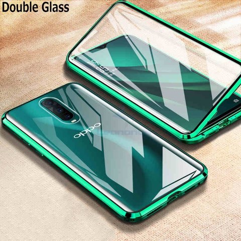 360 cristal templado magnético caso para Oppo A52 A72 A92 A91 A9 2022 caso a prueba de golpes a prueba de Metal aluminio cubierta de Marco OPPO Reno 3 Pro 2 Z ► Foto 1/6