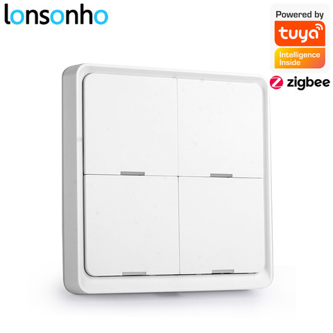 Lonsonho-Interruptor de Escena Inteligente Tuya ZigBee, de 4 entradas dispositivo inalámbrico, compatible con Zigbee2mqtt, asistente de hogar, automatización de hogar inteligente ► Foto 1/6