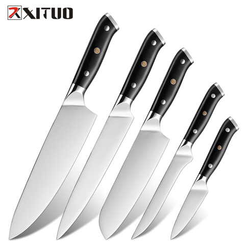 XITUO Juego de Cuchillos de Cocina-cuchillo de cocina de acero alemán, Santoku japonés, cuchillo de utilidad, cuchillo de carnicero para Hotel, hogar y cocina ► Foto 1/6