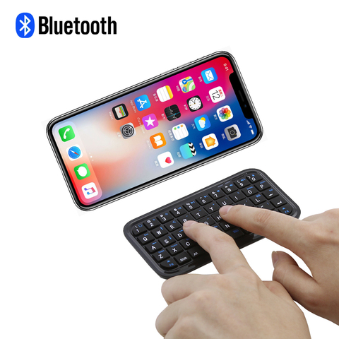 Negro Mini Teclado Sin Hilos de Bluetooth Para El Iphone 4.0/5.0 OS/PCPDA/Ipad/Samsung/Android/Smart teléfono/PC Mini Teclado Bluetooth ► Foto 1/6