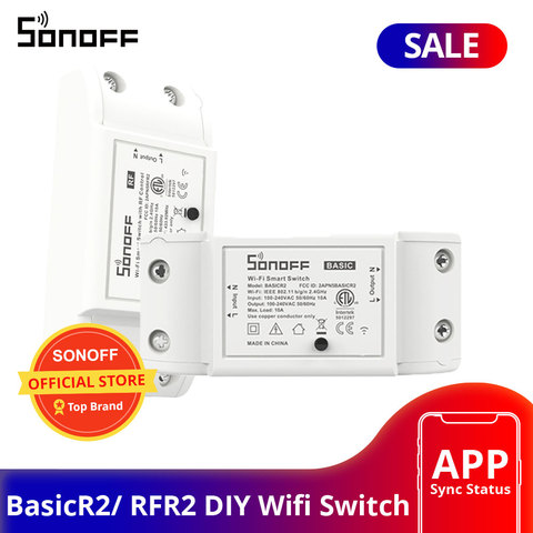 SONOFF BasicR2 RFR2 ETL Wifi DIY inteligente interruptor de modelado aplicación remota temporizador de Control interruptor de casa inteligente trabaja con Alexa de Google ► Foto 1/6