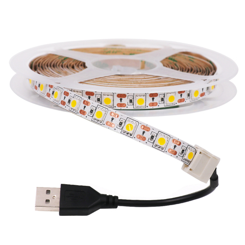 5050 LED tira de luz 1M 2M 3M 4M 5M 30CM 50CM USB DC 5V Flexible cinta de luz LED de tira TV Fondo decoración bricolaje decoración del hogar ► Foto 1/6