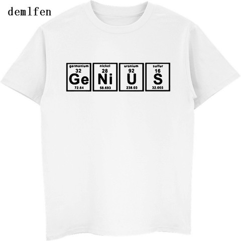 Camiseta de algodón con estampado divertido de Genius para hombre, ropa informal Unisex con tabla periódica de Ciencia Química, Verano ► Foto 1/6