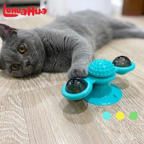 Molino de viento de juguete para gatos, juguetes giratorios para gatos con bola LED, limpieza de dientes, productos para mascotas ► Foto 1/6