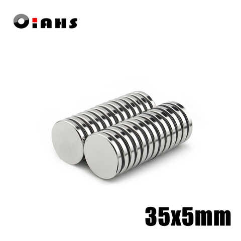 1/2 Uds 35x5mm súper poderoso fuerte a granel pequeña disco de neodimio NdFeB redondo imanes diámetro 35mm x 5mm x mm N35 raros de la tierra imán de NdFeB ► Foto 1/6