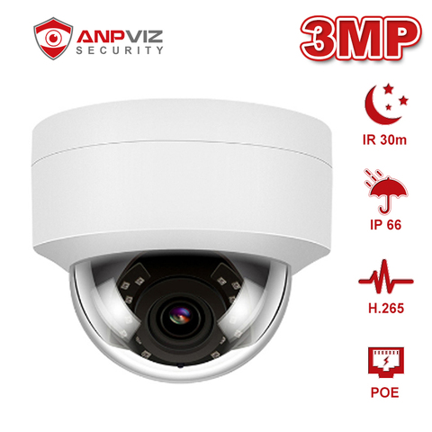 Anpviz(Hikvision Compaible) IPC-D230W cámara IP POE domo de 3MP, visión nocturna para casa/exterior, IR, alerta de movimiento de 30M, IP66, ONVIF, H.264 ► Foto 1/5