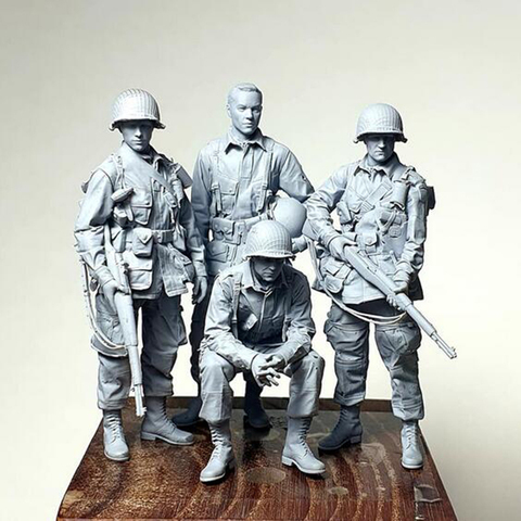 Unassambleed 1/35-Equipo de Oficial antiguo, incluye 4 figuras de resina para hombre, kits de modelos en miniatura sin pintar ► Foto 1/4