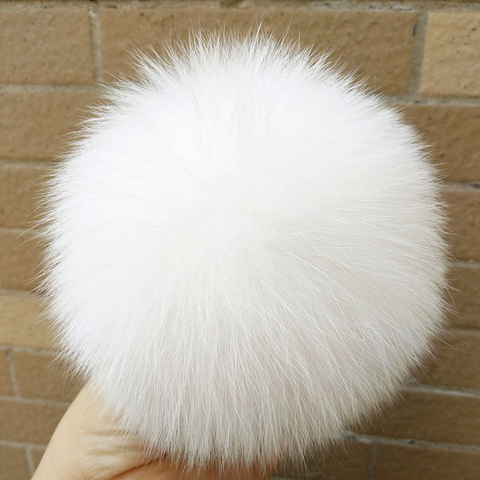 13 15 cm DIY Color Natural Real pompones Piel de mapache para bolsas de punto Beanie sombreros de piel auténtica de zorro Pom pom ► Foto 1/4