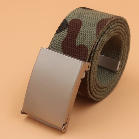 Cinturones de pantalones Unisex, cinturón de Metal para hombre y mujer, de lona de camuflaje, 150cm ► Foto 1/6