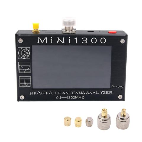 Analizador de antena TZT Mini1300 HF/VHF/UHF 0,1-1300MHz con pantalla táctil TFT LCD de 4,3 