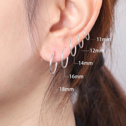 Pendientes de aro pequeño de 6-18mm para mujer y hombre, pendientes de Color plateado pendiente en forma de aro, 1 par ► Foto 1/6