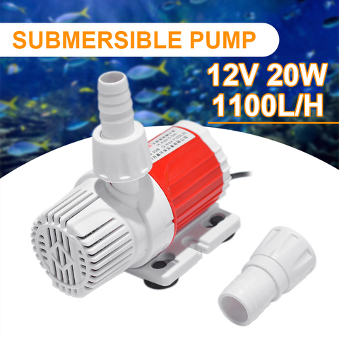 Bomba de agua sumergible para acuario, 12V, 20W, CC de 1100L/H, ahorro de energía, Marina controlable, velocidad ajustable ► Foto 1/6