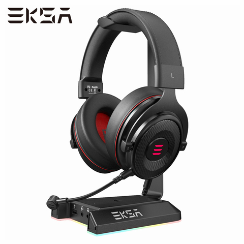 EKSA-soporte para auriculares W1 7,1 Surround, para videojuegos, RGB, con 2 puertos USB y 3 puertos de 3,5mm, para Gamer, PC, Accesorios de escritorio ► Foto 1/6