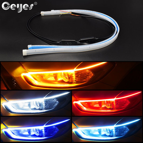 Ceyes estilo de coche DRL LED luces de circulación diurna accesorios tiras de guía de freno flexibles Faro de día automático lámparas de flujo ► Foto 1/6