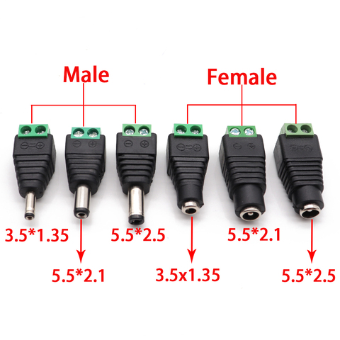 Enchufe de alimentación CC macho y hembra, adaptador de enchufe de 5,5x2,1 MM, 5,5x2,5 MM, 3,5x1,35 MM, 12V, 24V, CCTV, 5,5x2,1, 2,5, 1,35, 2 uds. ► Foto 1/5