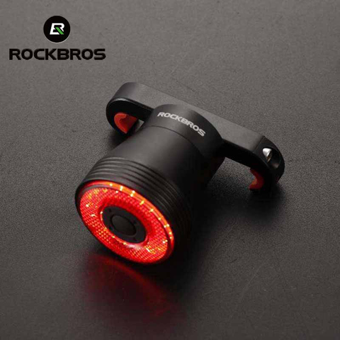 Luz de bicicleta ROCKBROS Sensor inteligente USB recargable LED MTB luz trasera 6 modos soporte de aleación de aluminio accesorios para bicicleta ► Foto 1/6