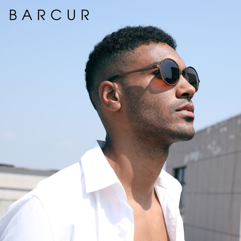 BARCUR-gafas de sol redondas y ligeras para hombre y mujer, anteojos de sol de marca de lujo, estilo Retro y Vintage ► Foto 1/6