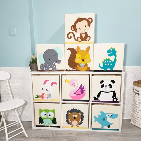 Cubo Oxford tela Animal bordado caja de almacenamiento plegable chico juguetes organizador niños artículos diversos cesta de almacenamiento organizador 33*33*33 ► Foto 1/6