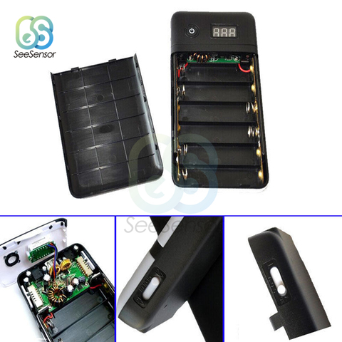 3,6 V 5V 6V 9V 12V 15V 16V 19V 21V USB 6 caja de batería del Banco de energía X 18650 cargador del teléfono móvil DIY Shell Case ► Foto 1/6