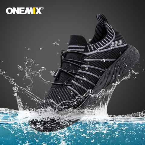 ONEMIX-Zapatillas de correr para hombre, zapatillas de entrenamiento transpirables impermeables, antideslizantes para exteriores, para senderismo, color negro, novedad de 2022 ► Foto 1/6