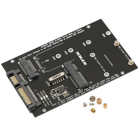 Adaptador 2 en 1 M.2 NGFF MSATA SSD a SATA 2,5, convertidor de tarjeta para PC y portátil, 3,0