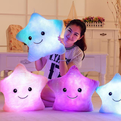 Juguete de peluche con iluminación LED de 34cm para niños, cojín de estrellas creativo de peluche con iluminación LED para niños, juguete ligero de 34cm ideal para niños y niñas ► Foto 1/6