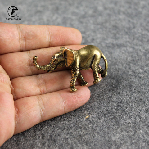 Figuras de elefante de la suerte de colección diaria, adornos de animales de cobre sólido, decoración de Mesa para el hogar, regalos artesanales de recuerdo ► Foto 1/6