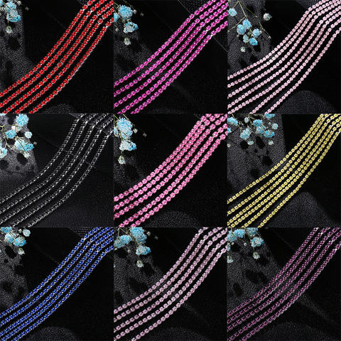 Mm 2mm 2,5mm 1 yarda/pieza 12 colores perla de colores garra cadena plateado Fondo coser taza cadenas para diy bolsas de Ropa Decoración ► Foto 1/6