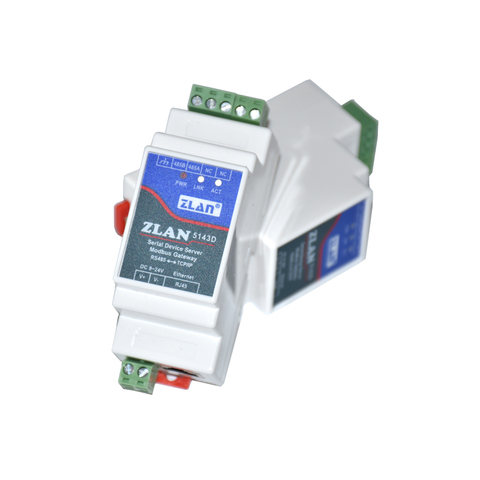 ZLAN5143D-puerto Serial RS485 de montaje de carril Din, convertidor Ethernet TCP/IP, servidor Modbus RTU a Modbus TCP, tamaño pequeño ► Foto 1/6