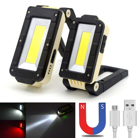 Lámpara DE TRABAJO LED COB + LED, linterna magnética recargable por USB, ajuste de 180 grados, lámpara inferior, luz de trabajo inalámbrica ► Foto 1/6