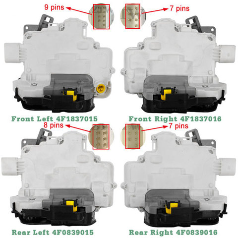 Cerradura de la puerta de accionamiento trasero izquierdo delantero derecho 4F1837015G 4F1837016 4F0839015 4F0839016 para AUDI A3 A6 8P1 8P7 C6 A8 R8 para SEAT Exeo ► Foto 1/6