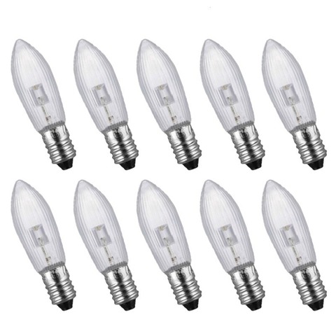 10 unds/pack E10 bombillas LED de repuesto superior vela por Hada de Navidad luces de la lámpara 10V-55V AC blanco cálido decoraciones de Navidad al por mayor ► Foto 1/6