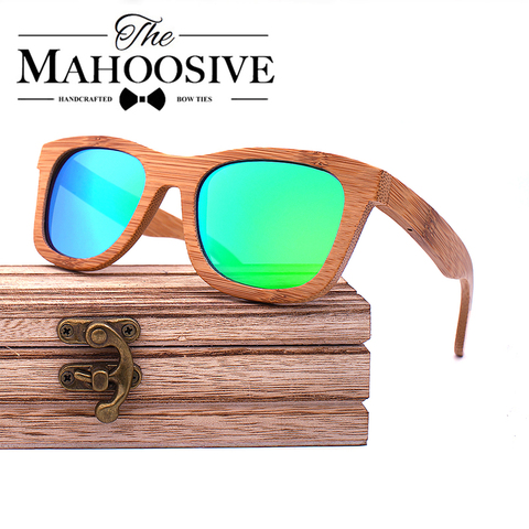Gafas de sol de madera de bambú Natural para hombre, lentes de sol polarizadas hechas a mano con revestimiento de espejo, originales de madera ► Foto 1/6