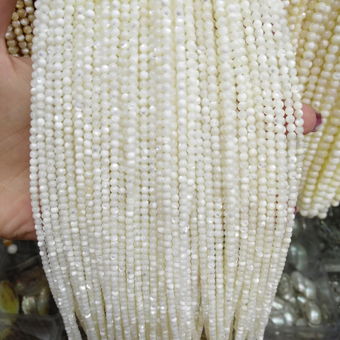 Venta al por mayor de perlas naturales de concha Blanco cuenta de piedra para la fabricación de la joyería DIY pulsera collar de piedra capítulo 15,5 