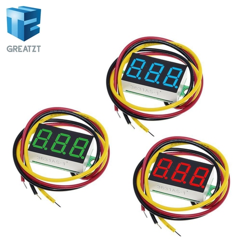 GREATZT-voltímetro Digital de 3 dígitos, pantalla led de Color rojo, verde, azul, CC 0V-0,36 V, tres líneas, 0,36 pulgadas, 100