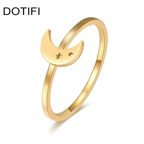 DOTIFI para mujeres nuevo anillo estrella Luna 316L Acero inoxidable oro y plata fiesta/Joyería de boda E95 ► Foto 1/6