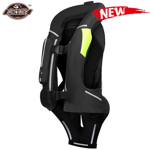 Nueva motocicleta chaleco Airbag hombres chaqueta de la motocicleta de reflectante Motocross bolsa de aire Moto chaleco protector negro fluorescente S-3XL ► Foto 1/6