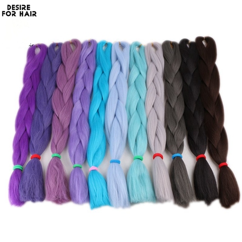Deseo de pelo de alta temperatura de pelo trenzado sintético 24 pulgadas, 60cm de largo 100 + colores en Stock para hacer trenzas rastas ► Foto 1/6