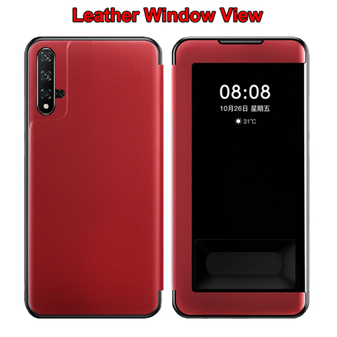 Cuero de la PU Funda con ventana de vista para Huawei P40 Honor 30 9A 20 Pro 20S V30 Nova 5T 4e 30i 20i 10i Lite 9X Y7 Y6P Flip Funda ► Foto 1/6