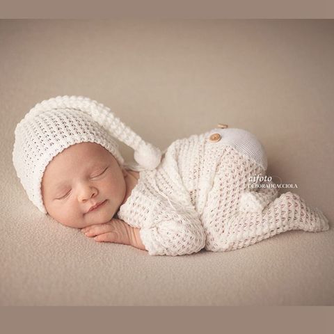 Accesorios de fotografía recién nacido, traje blanco para bebé, Niña y niño, pelele + sombrero, accesorios de fotografía, para sesión de fotos de estudio de bebé, 2022 - Historial de precios