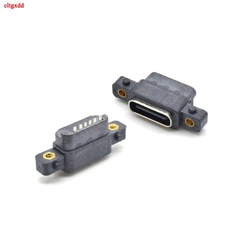 Uds USB 3,1 tipo-C 6Pin mujer SMD DIP conector con agujero de tornillo para DIY diseño de PCB de alta corriente de carga rápida ► Foto 1/5