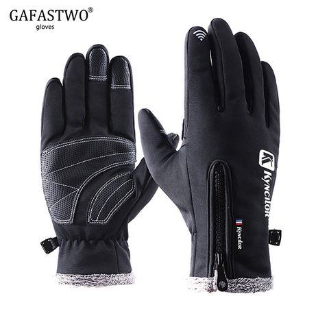 Guantes de esquí impermeables para hombre y mujer, resistentes al viento, de terciopelo, para ciclismo deportivo al aire libre, para invierno ► Foto 1/6