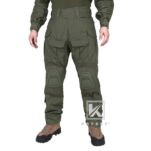 KRYDEX G3-pantalones de combate estilo militar, uniforme de asalto táctico BDU verde CP con rodilleras para caza militar ► Foto 1/6