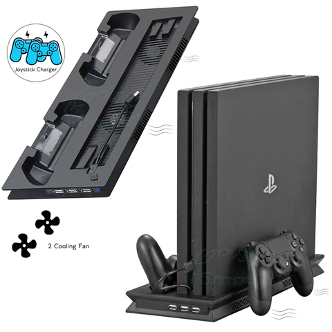 Consola Vertical PS4 Pro, ventilador de enfriamiento de pie, estación de juego, 4 mandos, cargador para Sony Playstation 4 PS 4 Pro, accesorios para juegos ► Foto 1/6
