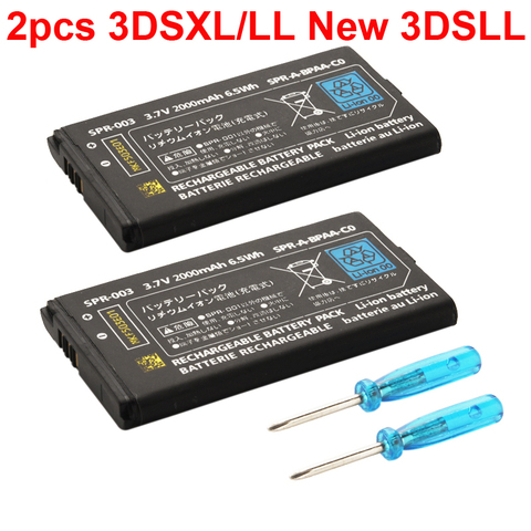 2 unids/lote 2000mAh 3,7 V recargable de Li-Ion batería para Nintendo 3DS LL/XL 3DSLL 3DSXL nuevo 3DSLL nuevo 3DSXL nuevo 3DS XL de la batería ► Foto 1/6