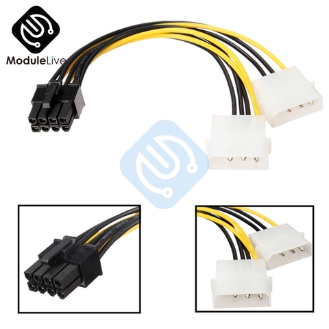 Dual Molex LP4 4 Pin a 8 Pin PCI-E exprés Adaptador convertidor de conector de Cable de línea de herramientas ► Foto 1/6